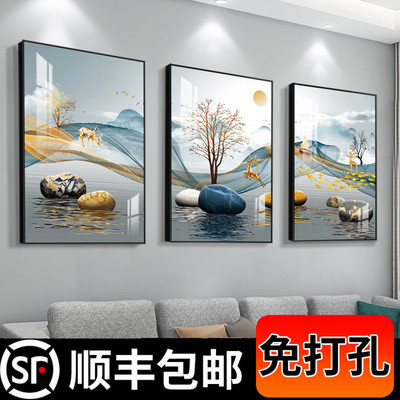 北欧客厅装饰画三联沙发