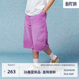 女 直筒五分裤 BEASTER灯芯绒复古水洗短裤 男2026年春新款