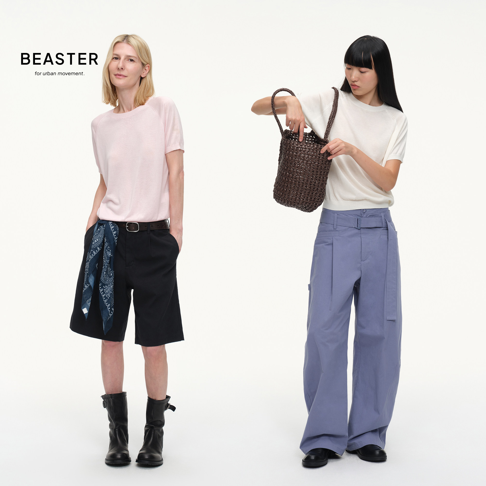 BEASTER「100莱赛尔品质甄选」基础柔软轻薄宽松针织圆领短袖 - 实物图