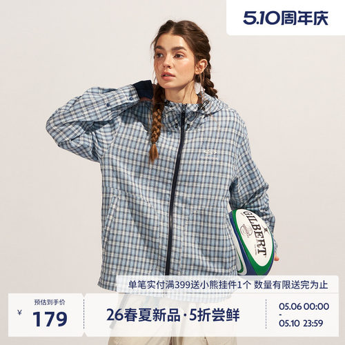 BEASTER连帽衬衫男格子设计休闲上衣2026夏季刺绣高级感外套女