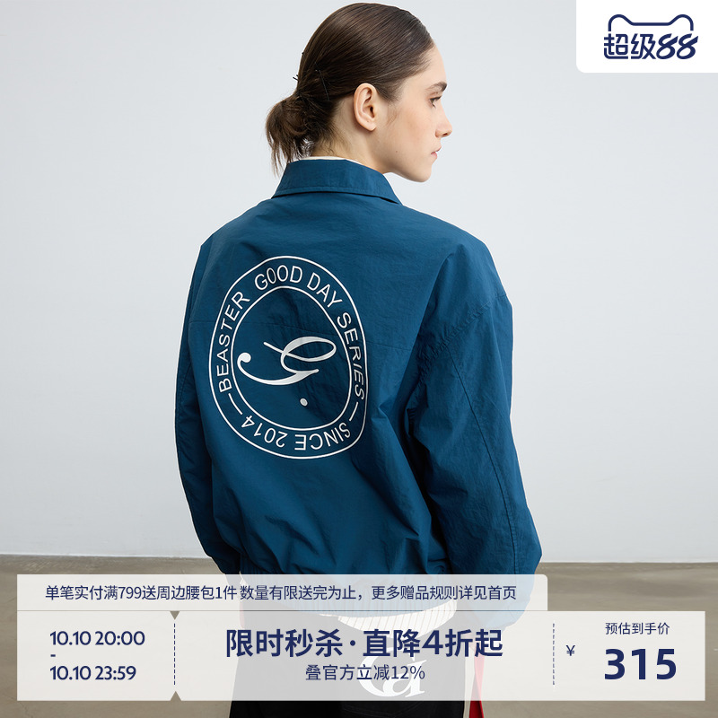 BEASTER复古金属标印花梭织夹克