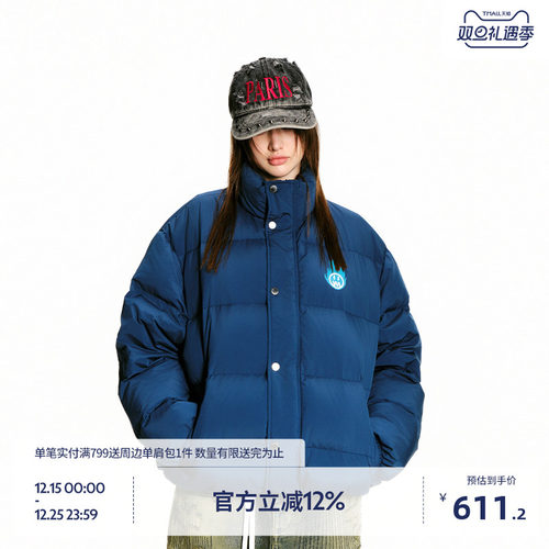 BEASTER火焰鬼脸图案羽绒服