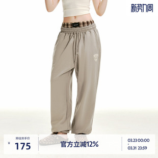 宽松运动裤 复古长裤 男绣花走线美式 BEASTER鬼脸绒面发泡印花卫裤