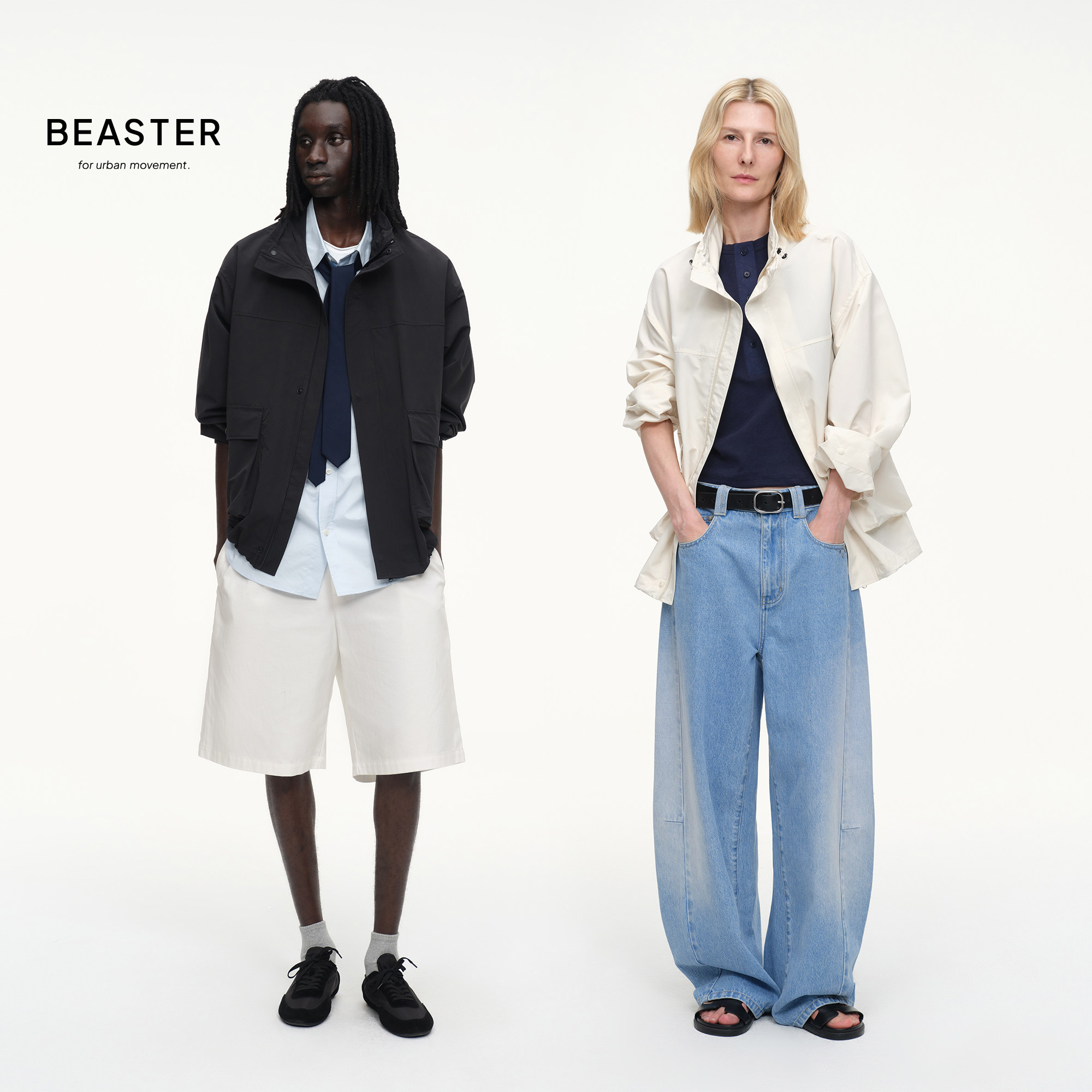 BEASTER「三防轻户外」抽绳立领宽松轻薄户外风衣外套图片