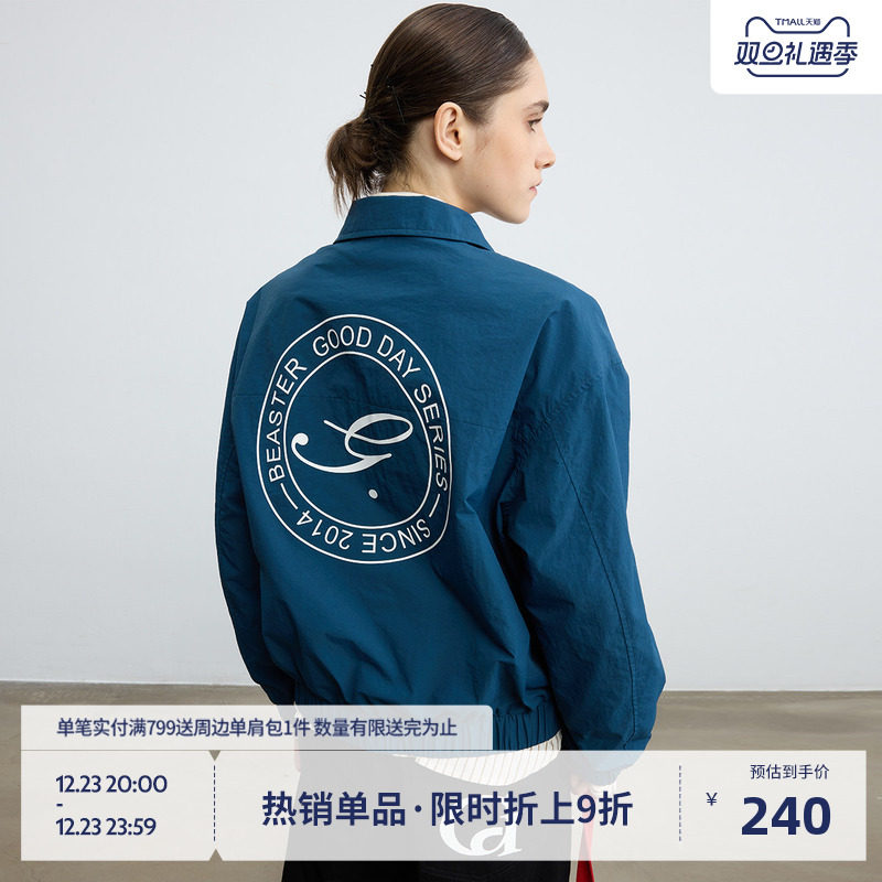 BEASTER复古金属标印花梭织夹克