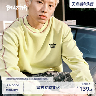 休闲上衣 330g刺绣情侣美式 BEASTER华夫格撞色长袖 T恤24春新品