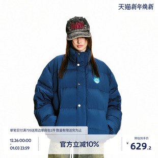 保暖黑色外套 冬季 BEASTER潮流火焰鬼脸图案羽绒服男美式 休闲新款