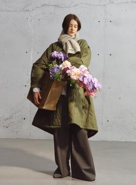 BEASTER军绿色高级感棉服女2025新款中长款保暖棉袄外套冬装男