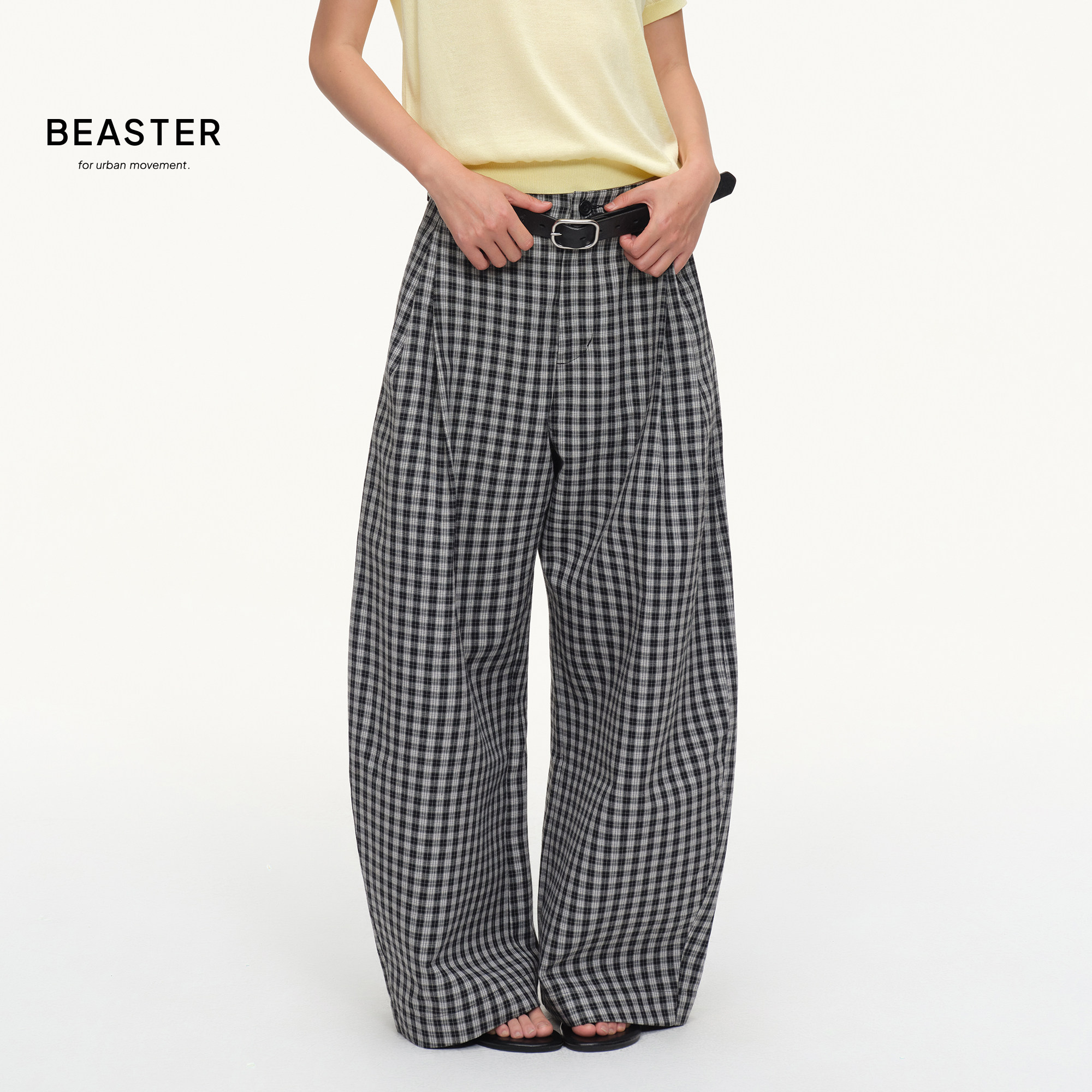 BEASTER「90S WIDE LEG 02」经典格纹宽松“90s弯刀阔腿裤 02”图片
