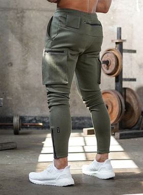 运动休闲书包长裤健身训练服工装哈伦裤迷彩裤子拉链口袋小脚卫裤