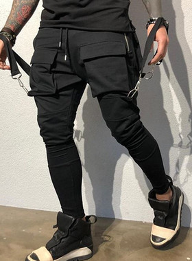 春季新款运动休闲长裤训练健身小脚卫裤肌肉男士弹力跑步工装裤子