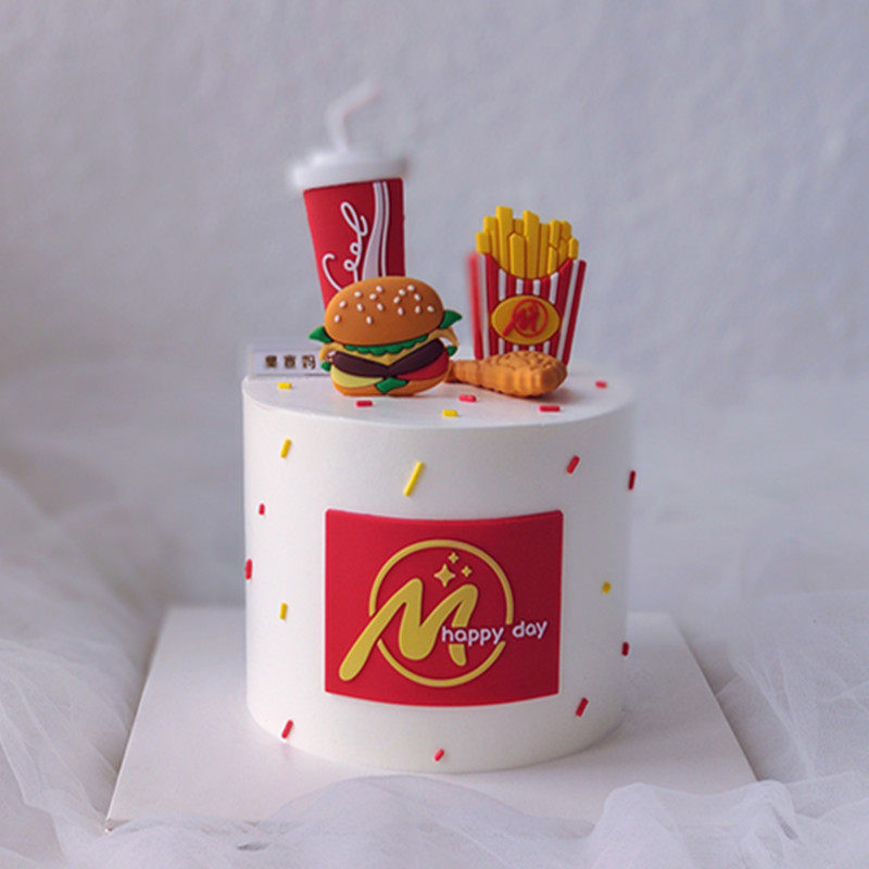 烘焙蛋糕装饰摆件炸鸡汉堡可乐全家桶烘焙diy创意插件插牌配件