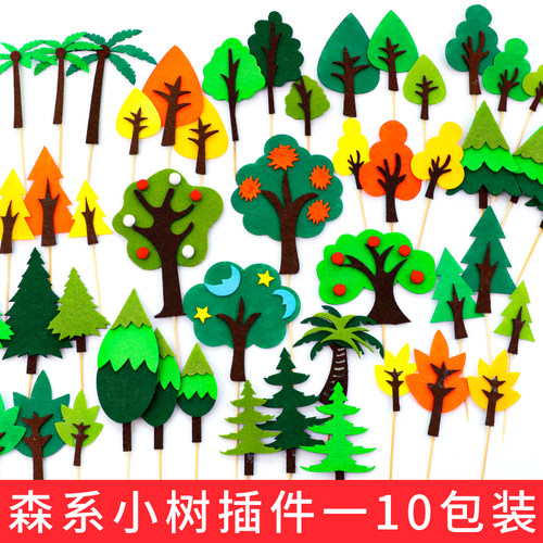圣诞节烘焙蛋糕装饰森系毛毡小树插牌圣诞树插件森林树木配件摆件 - 封面