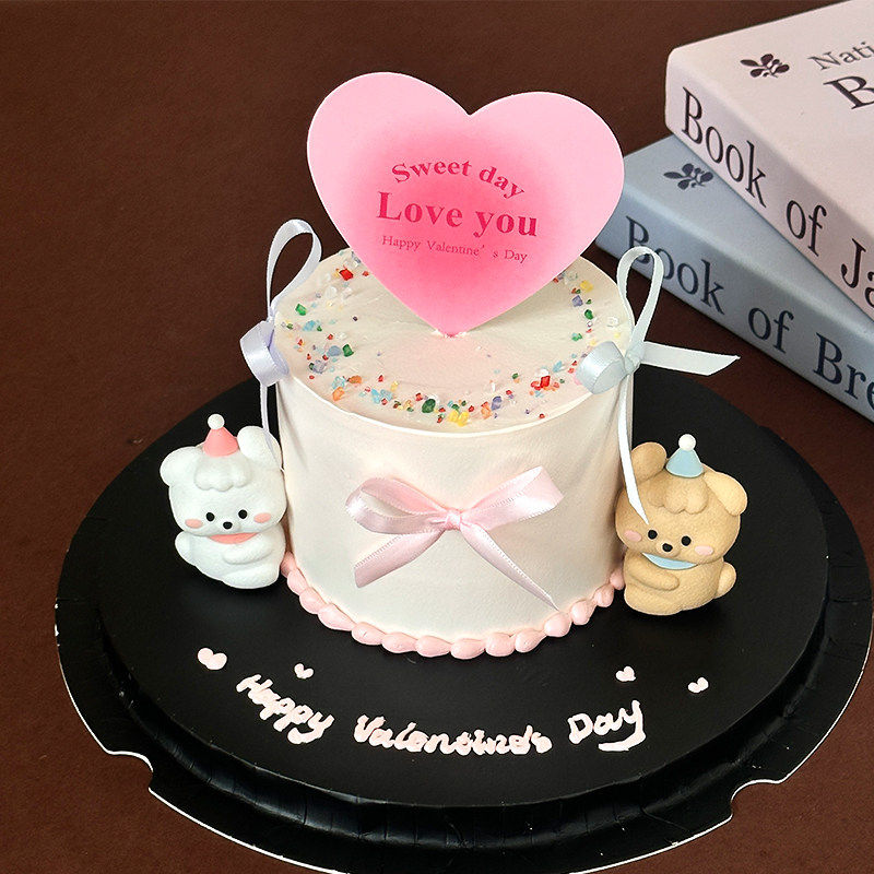 ins网红214情人节修狗蛋糕装饰情人节快乐爱心卡片蝴蝶结丝带插件,节庆用品/礼品,节日装扮用品,淘宝优惠券,粉丝福利购,淘宝优惠卷