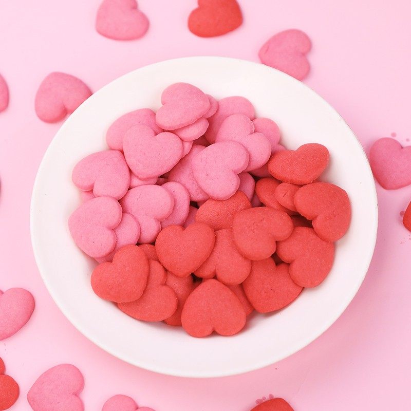 粉色爱心饼干蛋糕装饰摆件可食用蛋糕插件网红烘焙蛋糕装饰品饼干