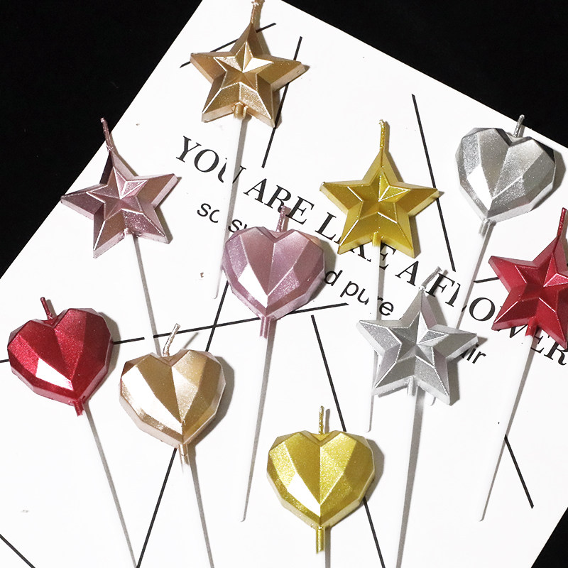网红生日蛋糕蜡烛ins风装饰插件创意金色银色心形五角星爱心造型,节庆用品/礼品,蜡烛,淘宝优惠券,粉丝福利购,淘宝优惠卷