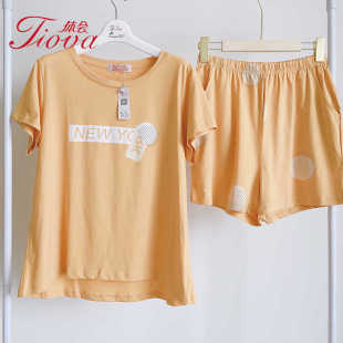 体会爽棉睡衣女专柜同款夏季休闲短袖短裤纯棉家居服女士两件套装