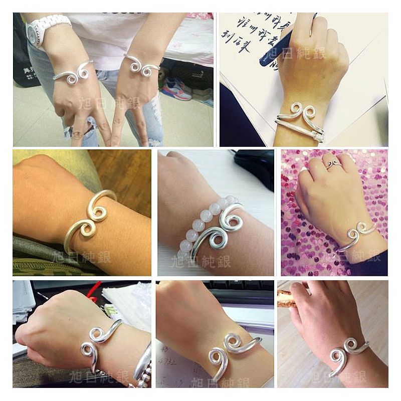 999纯银紧箍咒手镯男悟空实心开口情侣个性时尚银饰品足银镯子女