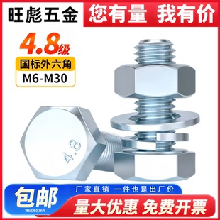 4.8级镀锌外六角螺丝螺母套装 大全M6M8M10M12M14M16M18M20M24 混装