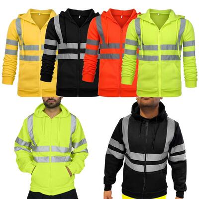 Reflective strip long sleeve hoodie jacket反光条长袖连帽外套