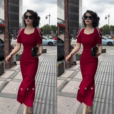 回门酒红色小个子鱼尾日常可穿