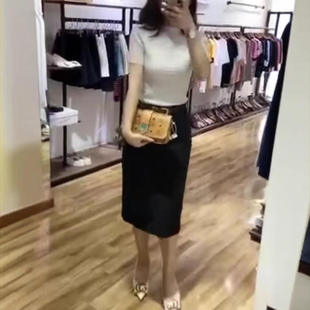 00378大爱美依缘2025夏季新款时尚短袖修身T恤高腰包臀半身裙显瘦