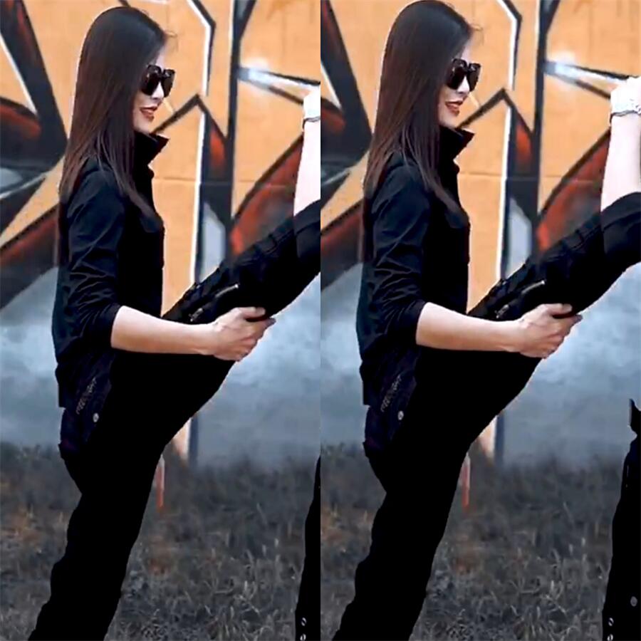 户外迷彩裤显黑色打底直筒帅气