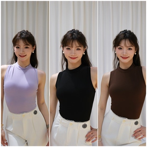 Fairy舞服拉丁舞摩登舞夏季半高领无袖上衣显瘦连体气质女背心