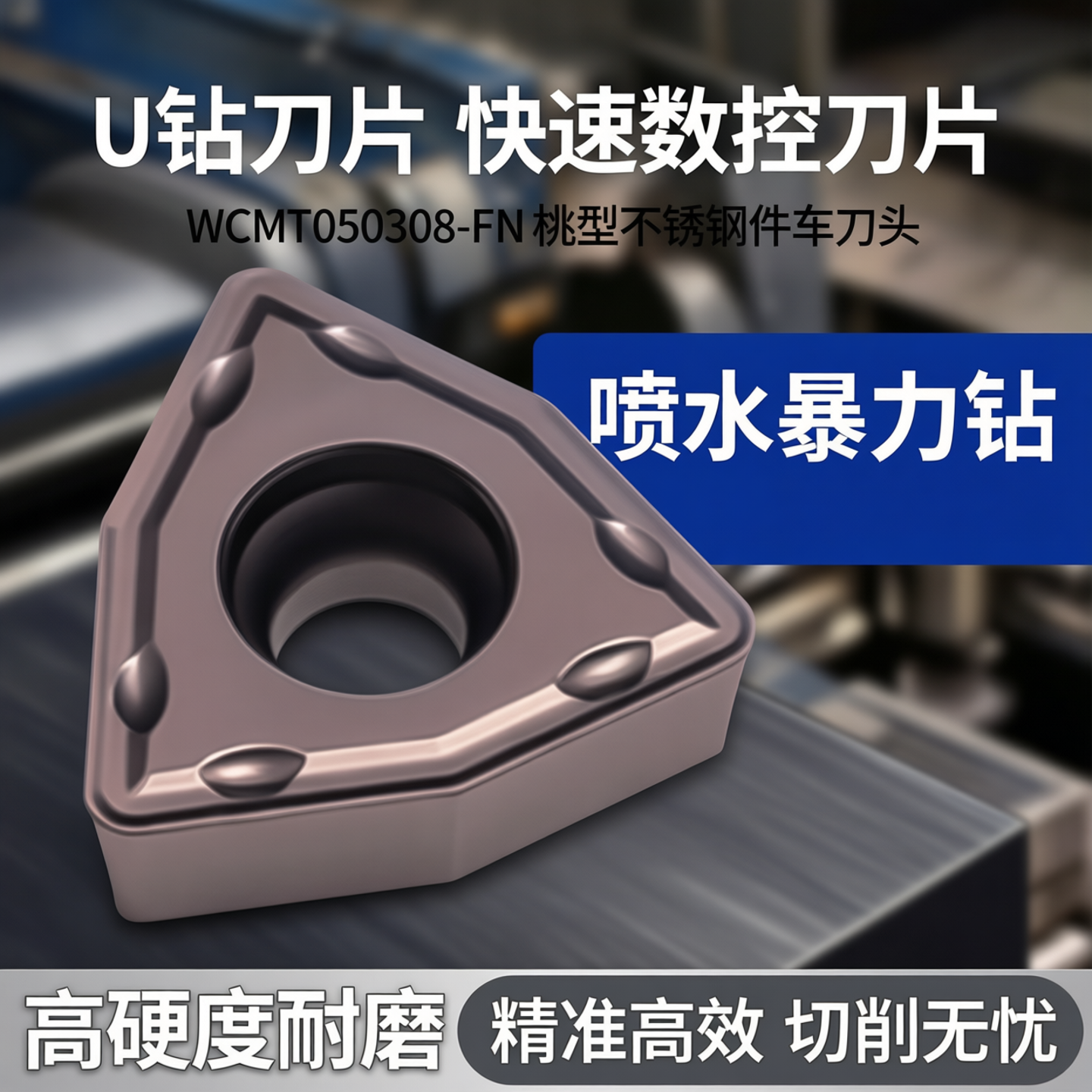 U钻刀片快速数控刀片WCMT050308-FN桃型不锈钢件车刀头快进喷水钻