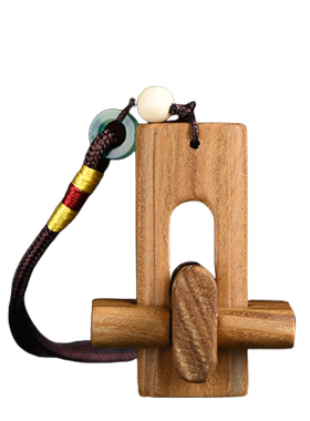 玄同绿檀同心锁手把件吊坠情侣木质文玩创意礼品情人节礼物