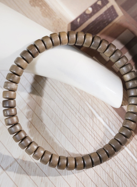 阴沉老山檀香药片珠文玩手串泥鳅背手工印度正区檀香木串直切片珠