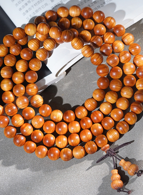 太行黑油崖柏佛珠手链横纹老料高油性木串念珠男女士文玩108颗