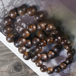 海南金星沉香木手串文玩佛珠手链单圈木作手饰男女念珠把玩