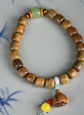 玄同南美绿檀老型珠莲蓬吊坠时尚小巧文玩手串手链男女情侣款