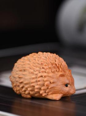 玄同太行崖柏手工雕刻刺猬手把件男士随身把玩摆件收藏送礼