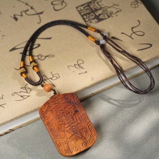 玄同雷击枣木雨渐耳脖挂牌天雷手把件道家文玩摆件男原木吊牌