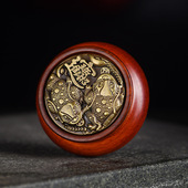 玄同 非洲小叶紫檀犀角紫檀木聚宝盆工艺品手把件表面可转动手玩