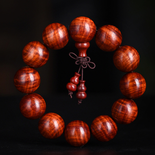 玄同赞比亚血檀水波佛珠手串老料高密非洲小叶紫檀手链2.0男女款