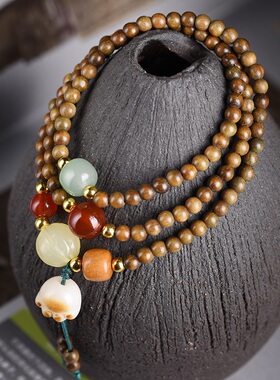 玄同南美绿檀4mm三圈猫爪款手链流行时尚佛珠手串男女情侣款手饰