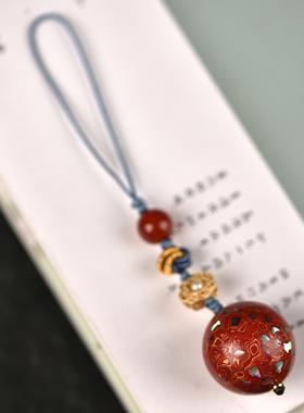 玄同大漆珠红金钥匙扣文玩挂饰国潮手机宝宝个性新颖挂件学生礼物
