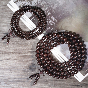 非洲紫檀血檀黑珍珠老料金星108手链手串佛珠念珠男女款 文玩木串