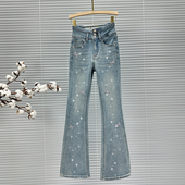 长裤 ins蝴蝶烫钻喇叭牛仔裤 微喇裤 春秋高腰百搭修身 女2026年新款