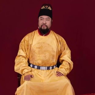 复原明代朱元 璋龙袍大明龙袍汉服明制圆领皇帝黄色龙袍
