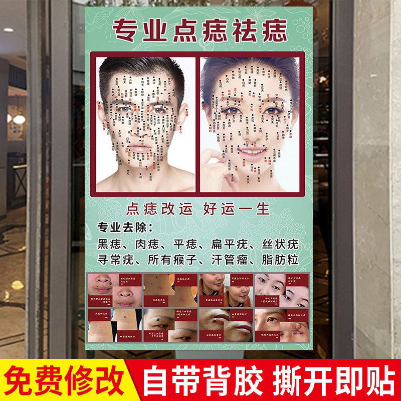点痣图片男女面痣图祛痣海报面部取痣祛斑广告贴纸美容院宣传挂图