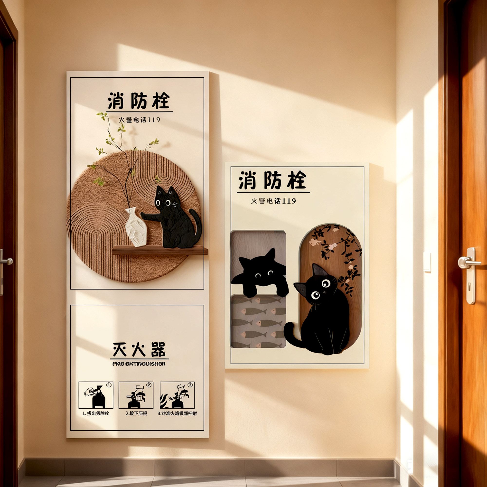 消防栓装饰遮挡贴纸消防门箱创意标识贴画灭火器柜门美化神器定制,文具电教/文化用品/商务用品,标志牌/提示牌/付款码,淘宝优惠券,粉丝福利购,淘宝优惠卷