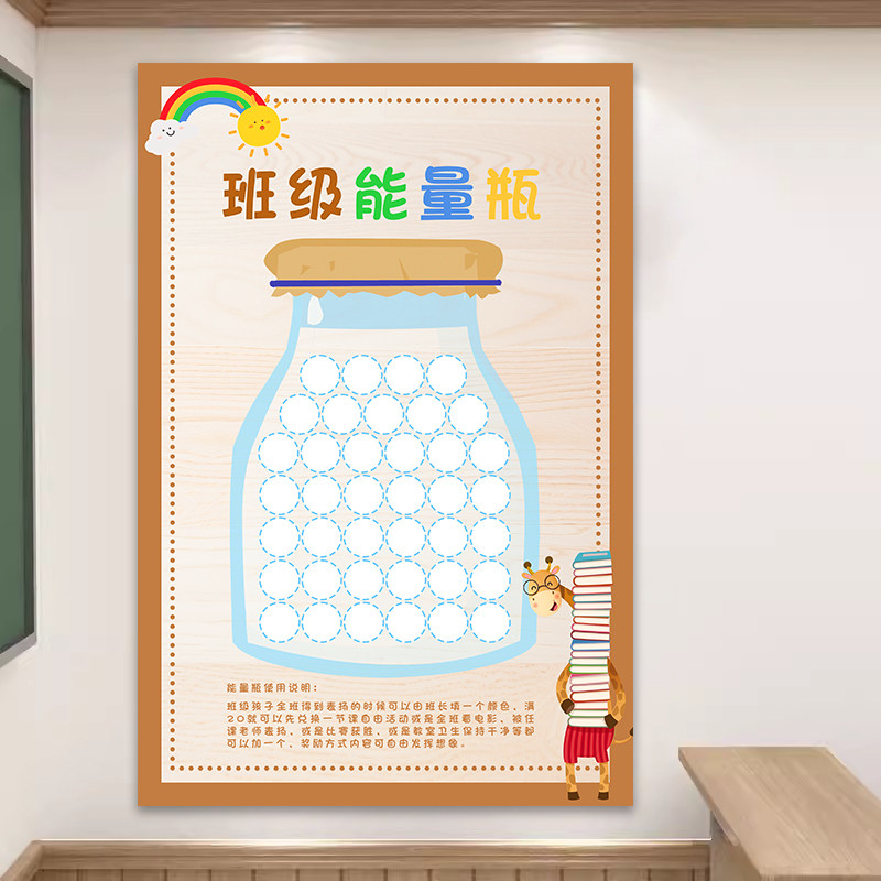 班级布置教室装饰能量瓶幼儿园墙面小学管理神器文化墙表扬海报贴
