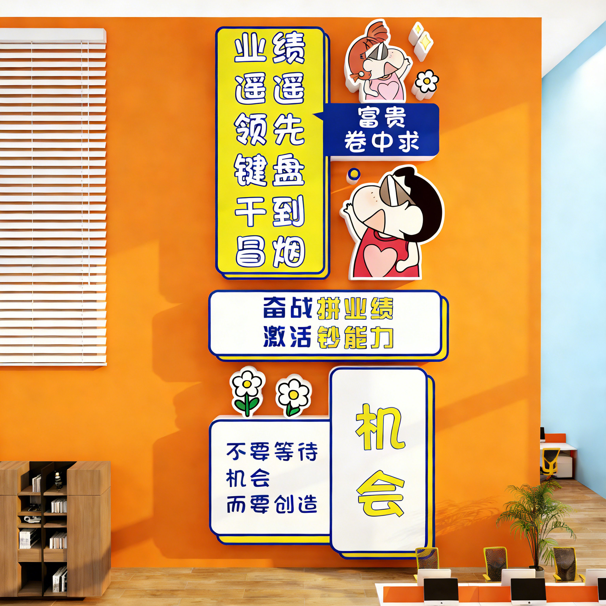 办公室墙面装饰氛围布置企业文化形象背景能量补给站蜡笔小新贴纸,家居饰品,文化墙贴,淘宝优惠券,粉丝福利购,淘宝优惠卷