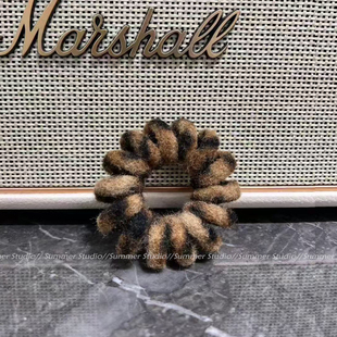 质感好~粗款大号复古毛绒豹纹电话线发圈发绳头绳皮筋扎头发无痕