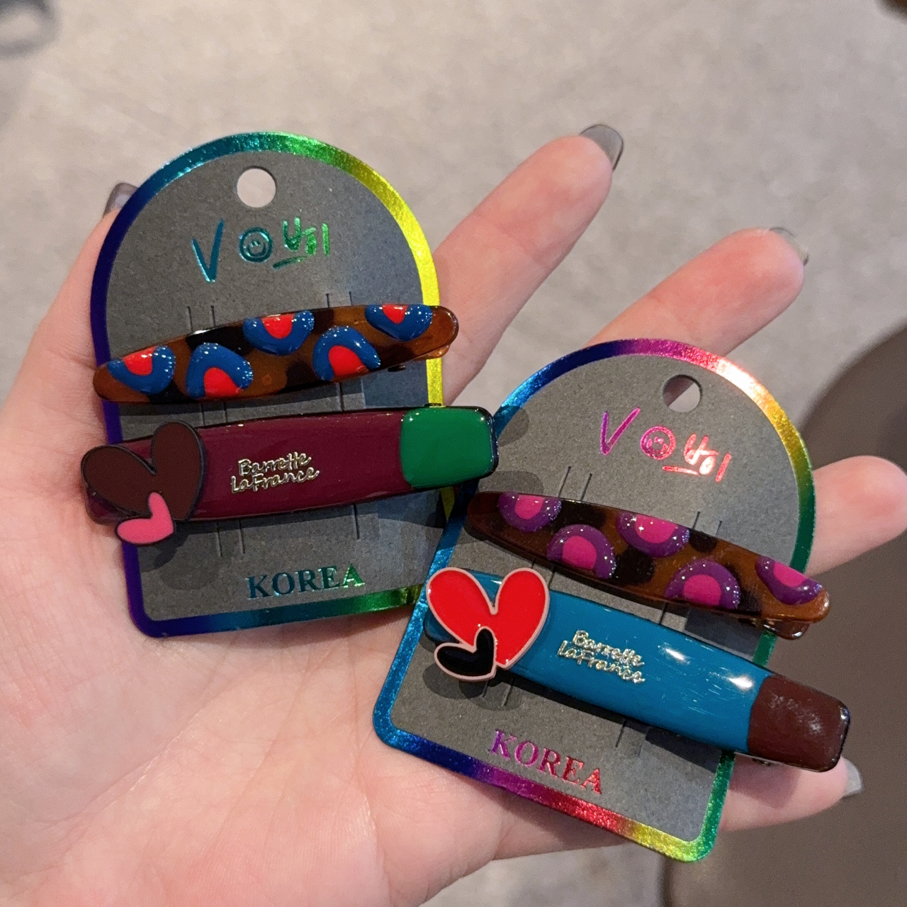 2个装滴油爱心AB版发夹