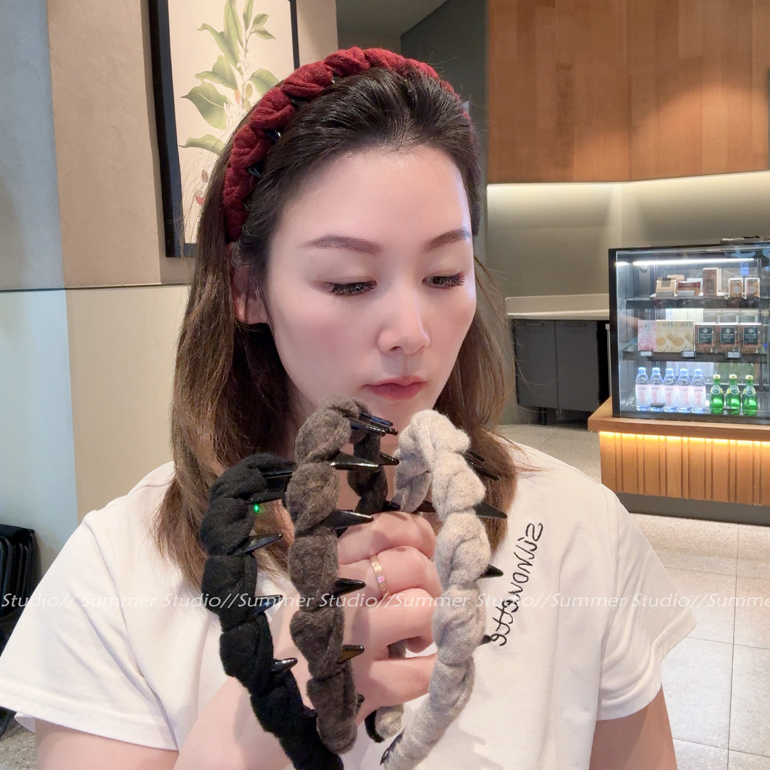 显发量~质感羊毛缠绕齿梳发箍